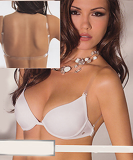 Clear straps softly padded push up bras with clear back strap