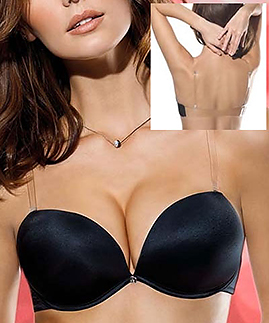 Double push up bra with clear back -  -  