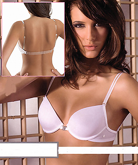 Clear straps padded push up bras with clear back strap -  -  